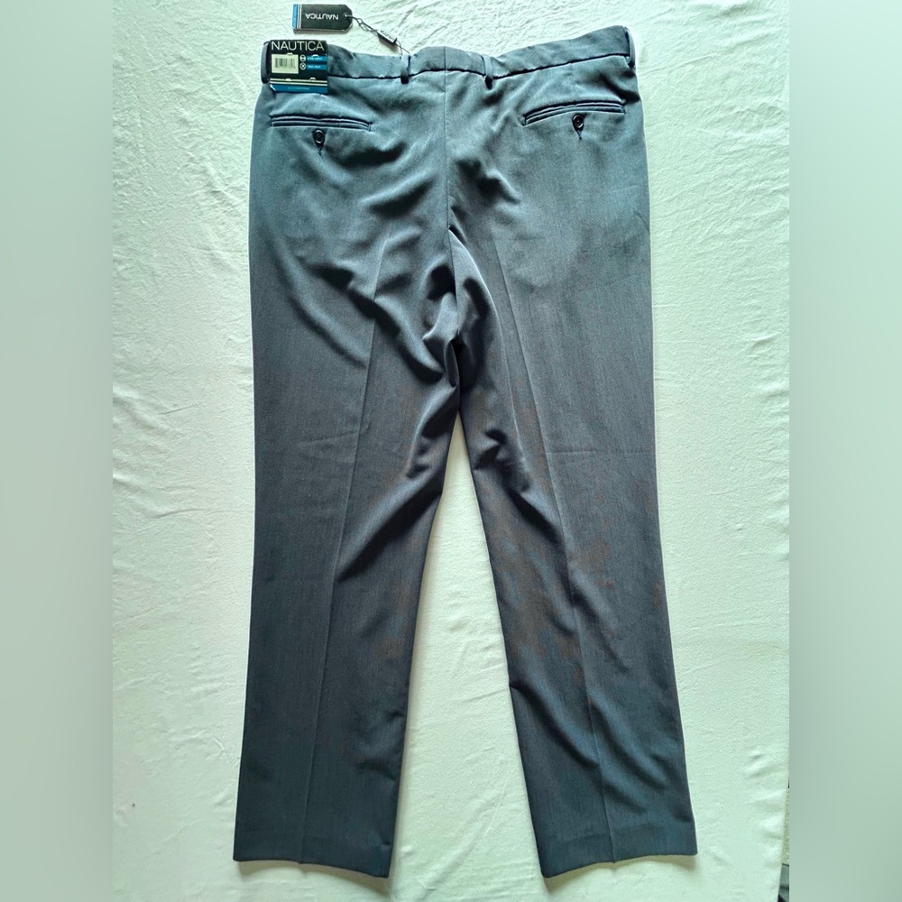 Nautica Travelwear Dress Pants 38x32 Blue Stretch Flat Front Slacks NWT - Picture 4 of 6